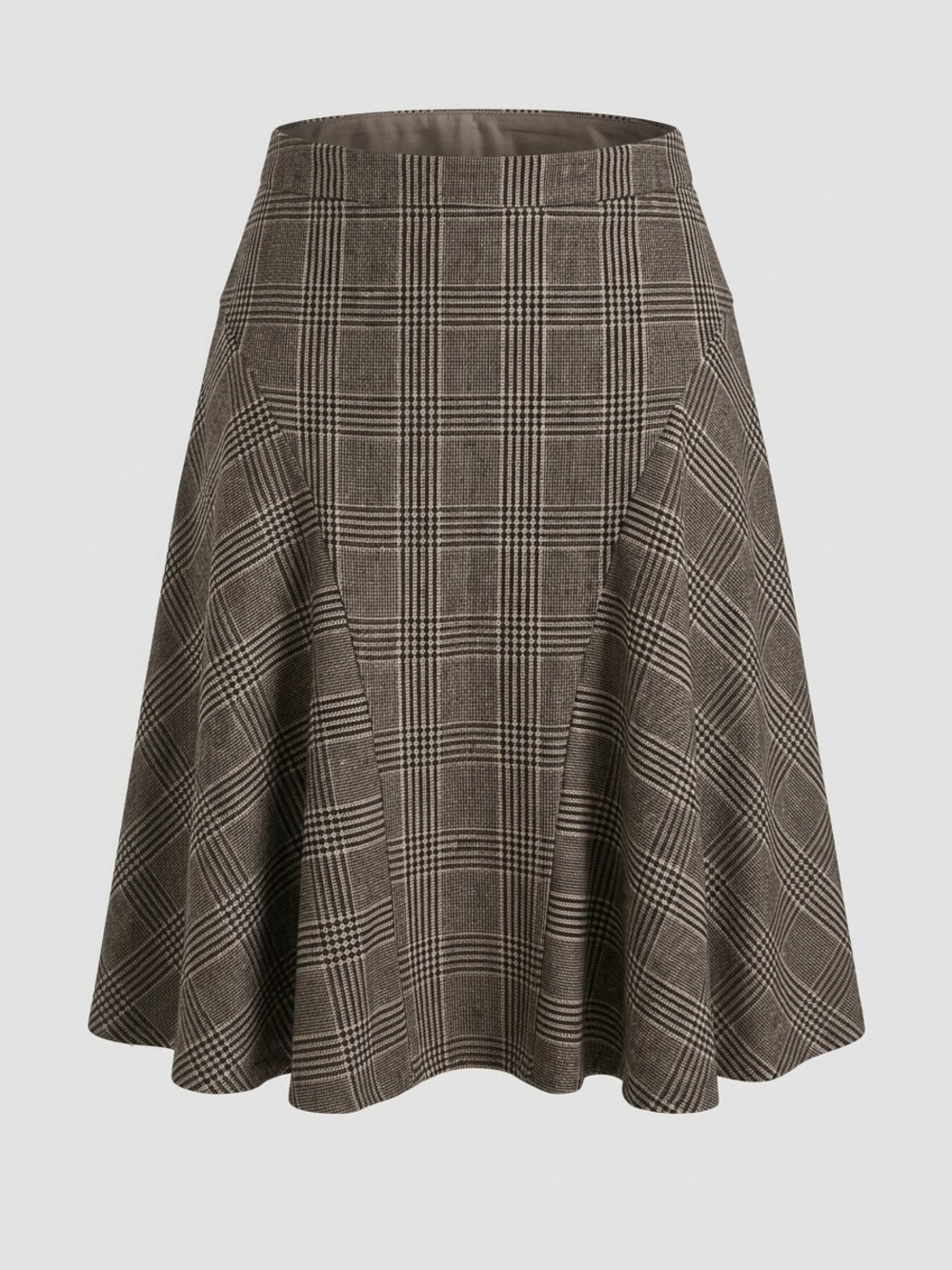Max Mara Vintage Plaid Virgin Wool and Angora Rabbit Flared Midi Skirt - US 8